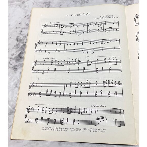 Preludes To Faith Piano Solos Songbook Sacred Songs Kurt Kaiser Vintage 1960s - Picture 7 of 8